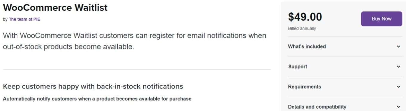 WooCommerce Waitlist plugin