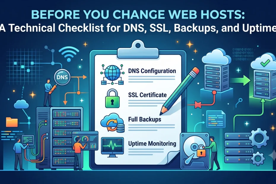 Before You Change Web Hosts: A Technical Checklist for DNS, SSL, Backups, and Uptime Before You Change Web Hosts A Technical Checklist for DNS, SSL, Backups, and Uptime